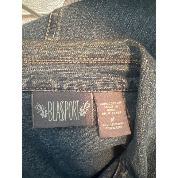 Vintage Blassport Denim Vest Size M – Utility Style, 100%‎ Cotton, Snap Button - Picture 8 of 10